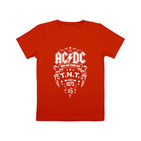 Детская футболка хлопок с принтом AC/DC run for your life , 100% хлопок | круглый вырез горловины, полуприлегающий силуэт, длина до линии бедер | ac dc | acdc ас дс | асдс