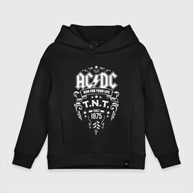 Детское худи Oversize хлопок с принтом AC/DC run for your life , френч-терри — 70% хлопок, 30% полиэстер. Мягкий теплый начес внутри —100% хлопок | боковые карманы, эластичные манжеты и нижняя кромка, капюшон на магнитной кнопке | ac dc | acdc ас дс | асдс