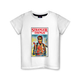 Детская футболка хлопок с принтом Stranger Things , 100% хлопок | круглый вырез горловины, полуприлегающий силуэт, длина до линии бедер | Тематика изображения на принте: stranger things | очень странные дела