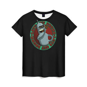 Женская футболка 3D с принтом Let`s Get Drunk , 100% полиэфир ( синтетическое хлопкоподобное полотно) | прямой крой, круглый вырез горловины, длина до линии бедер | bender rodriguez | fry | futurama | бендер | зойдберг | лила | родригез | фрай | футурама