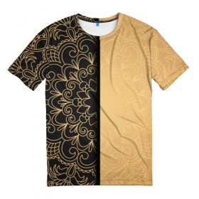 Мужская футболка 3D с принтом Черное золото , 100% полиэфир | прямой крой, круглый вырез горловины, длина до линии бедер | абстракция | узор