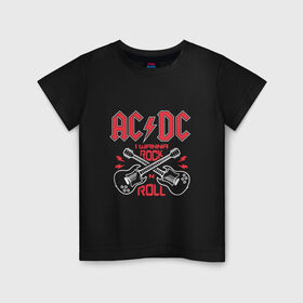 Детская футболка хлопок с принтом AC/DC i wanna rock n roll , 100% хлопок | круглый вырез горловины, полуприлегающий силуэт, длина до линии бедер | 