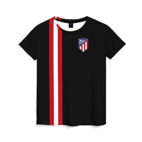 Женская футболка 3D с принтом Atletico Madrid Line Edition , 100% полиэфир ( синтетическое хлопкоподобное полотно) | прямой крой, круглый вырез горловины, длина до линии бедер | атлетико мадрид | эмблема
