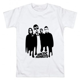 Мужская футболка хлопок с принтом Группа Arctic Monkeys , 100% хлопок | прямой крой, круглый вырез горловины, длина до линии бедер, слегка спущенное плечо. | 