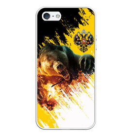 Чехол для iPhone 5/5S матовый с принтом Имперский флаг и медведь , Силикон | Область печати: задняя сторона чехла, без боковых панелей | russian bear | герб | россия