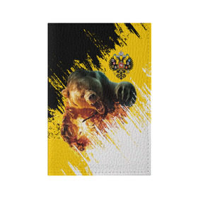 Обложка для паспорта матовая кожа с принтом Имперский флаг и медведь , натуральная матовая кожа | размер 19,3 х 13,7 см; прозрачные пластиковые крепления | russian bear | герб | россия