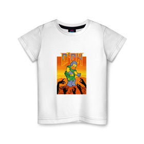 Детская футболка хлопок с принтом Doom D`Oh , 100% хлопок | круглый вырез горловины, полуприлегающий силуэт, длина до линии бедер | doh | doom | homer | simpsons | гомер | дум