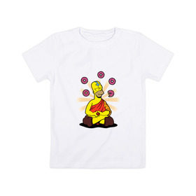 Детская футболка хлопок с принтом Homer Relax , 100% хлопок | круглый вырез горловины, полуприлегающий силуэт, длина до линии бедер | Тематика изображения на принте: simpsons | аватар | буддизм | гомер
