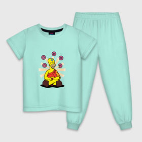 Детская пижама хлопок с принтом Homer Relax , 100% хлопок |  брюки и футболка прямого кроя, без карманов, на брюках мягкая резинка на поясе и по низу штанин
 | simpsons | аватар | буддизм | гомер