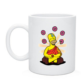 Кружка с принтом Homer Relax , керамика | объем — 330 мл, диаметр — 80 мм. Принт наносится на бока кружки, можно сделать два разных изображения | simpsons | аватар | буддизм | гомер
