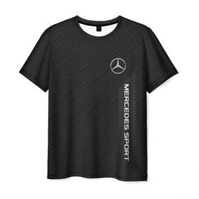Мужская футболка 3D с принтом MERCEDES BENZ SPORT , 100% полиэфир | прямой крой, круглый вырез горловины, длина до линии бедер | amg | auto | mercedes | авто | автомобиль | автомобильные | бренд | марка | машины | мерседес