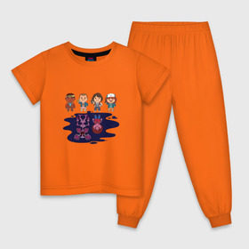 Детская пижама хлопок с принтом очень странные дела , 100% хлопок |  брюки и футболка прямого кроя, без карманов, на брюках мягкая резинка на поясе и по низу штанин
 | Тематика изображения на принте: stranger things