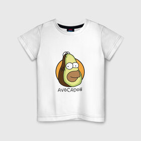 Детская футболка хлопок с принтом Avocadoh , 100% хлопок | круглый вырез горловины, полуприлегающий силуэт, длина до линии бедер | Тематика изображения на принте: doh | homer | simpsons | авокадо | гомер