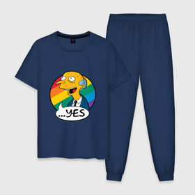Мужская пижама хлопок с принтом Мистер Бёрнс , 100% хлопок | брюки и футболка прямого кроя, без карманов, на брюках мягкая резинка на поясе и по низу штанин
 | Тематика изображения на принте: simpsons