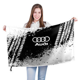 Флаг 3D с принтом Audi abstract sport , 100% полиэстер | плотность ткани — 95 г/м2, размер — 67 х 109 см. Принт наносится с одной стороны | ауди | кольца | лого | машина