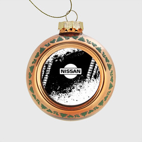 Стеклянный ёлочный шар с принтом Nissan abstract sport , Стекло | Диаметр: 80 мм | Тематика изображения на принте: motor | nissan | авто | лого | машина | ниссан | тачка