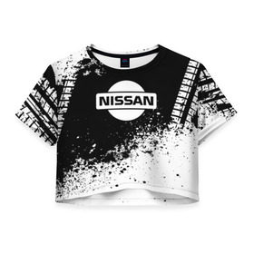 Женская футболка 3D укороченная с принтом Nissan abstract sport , 100% полиэстер | круглая горловина, длина футболки до линии талии, рукава с отворотами | motor | nissan | авто | лого | машина | ниссан | тачка