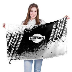 Флаг 3D с принтом Nissan abstract sport , 100% полиэстер | плотность ткани — 95 г/м2, размер — 67 х 109 см. Принт наносится с одной стороны | motor | nissan | авто | лого | машина | ниссан | тачка