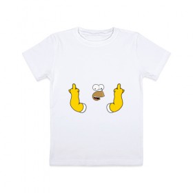 Детская футболка хлопок с принтом Гомер , 100% хлопок | круглый вырез горловины, полуприлегающий силуэт, длина до линии бедер | Тематика изображения на принте: homer | simpsons | гомер