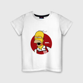 Детская футболка хлопок с принтом Гомер Симпсон , 100% хлопок | круглый вырез горловины, полуприлегающий силуэт, длина до линии бедер | 