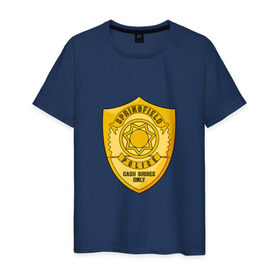 Мужская футболка хлопок с принтом Полиция Спрингфилда , 100% хлопок | прямой крой, круглый вырез горловины, длина до линии бедер, слегка спущенное плечо. | police | simpsons | springfield