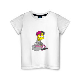 Детская футболка хлопок с принтом Bart Lili Peep , 100% хлопок | круглый вырез горловины, полуприлегающий силуэт, длина до линии бедер | bart simpson | lil peep | барт симпсон | лил пип