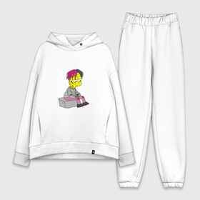 Женский костюм хлопок Oversize с принтом Bart Lili Peep ,  |  | bart simpson | lil peep | барт симпсон | лил пип