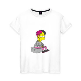 Женская футболка хлопок с принтом Bart Lili Peep , 100% хлопок | прямой крой, круглый вырез горловины, длина до линии бедер, слегка спущенное плечо | bart simpson | lil peep | барт симпсон | лил пип