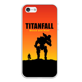 Чехол для iPhone 5/5S матовый с принтом Titanfall 2 , Силикон | Область печати: задняя сторона чехла, без боковых панелей | blood and rust | game | воин | закат | игра | кровь и ржавчина | робот