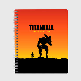 Тетрадь с принтом Titanfall 2 , 100% бумага | 48 листов, плотность листов — 60 г/м2, плотность картонной обложки — 250 г/м2. Листы скреплены сбоку удобной пружинной спиралью. Уголки страниц и обложки скругленные. Цвет линий — светло-серый
 | blood and rust | game | воин | закат | игра | кровь и ржавчина | робот