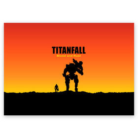 Поздравительная открытка с принтом Titanfall 2 , 100% бумага | плотность бумаги 280 г/м2, матовая, на обратной стороне линовка и место для марки
 | Тематика изображения на принте: blood and rust | game | воин | закат | игра | кровь и ржавчина | робот