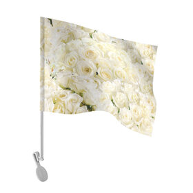 Флаг для автомобиля с принтом Белые розы , 100% полиэстер | Размер: 30*21 см | 