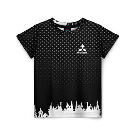 Детская футболка 3D с принтом Mitsubishi abstract black , 100% гипоаллергенный полиэфир | прямой крой, круглый вырез горловины, длина до линии бедер, чуть спущенное плечо, ткань немного тянется |  машина | марка | митсубиси