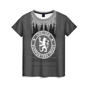 Женская футболка 3D с принтом FC Chelsea abstract color , 100% полиэфир ( синтетическое хлопкоподобное полотно) | прямой крой, круглый вырез горловины, длина до линии бедер | football | soccer | челси