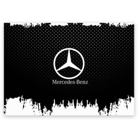 Поздравительная открытка с принтом Mercedes-Benz , 100% бумага | плотность бумаги 280 г/м2, матовая, на обратной стороне линовка и место для марки
 | auto | automobile | car | machine | mercedes | motor | motor car | sport car | автомашина | бренд | легковой автомобиль | марка | спортивный автомобиль | тачка