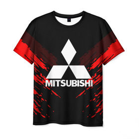Мужская футболка 3D с принтом MITSUBISHI SPORT COLLECTION , 100% полиэфир | прямой крой, круглый вырез горловины, длина до линии бедер |  машина | марка | митсубиси