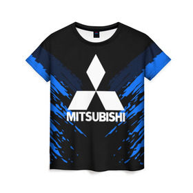 Женская футболка 3D с принтом MITSUBISHI SPORT COLLECTION , 100% полиэфир ( синтетическое хлопкоподобное полотно) | прямой крой, круглый вырез горловины, длина до линии бедер |  машина | марка | митсубиси