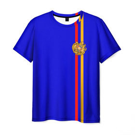 Мужская футболка 3D с принтом Армения, лента с гербом , 100% полиэфир | прямой крой, круглый вырез горловины, длина до линии бедер | armenia | арменин | армения | армяне | армянин | армянка | армянский | ереван | кавказ | кавказец | республика | северный