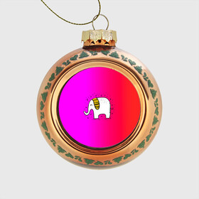 Стеклянный ёлочный шар с принтом Радужный слоник , Стекло | Диаметр: 80 мм | детские | животные | слон | слоник | слоны