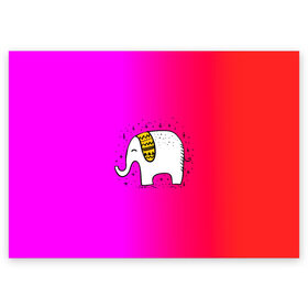 Поздравительная открытка с принтом Радужный слоник , 100% бумага | плотность бумаги 280 г/м2, матовая, на обратной стороне линовка и место для марки
 | детские | животные | слон | слоник | слоны