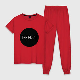 Женская пижама хлопок с принтом T-Fest_13 , 100% хлопок | брюки и футболка прямого кроя, без карманов, на брюках мягкая резинка на поясе и по низу штанин | t fest | tfest | незборецкий | т фест | тифест
