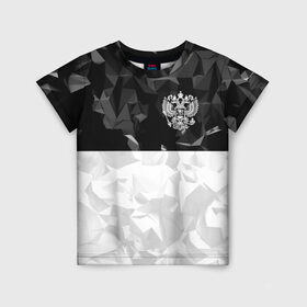Детская футболка 3D с принтом RUSSIA SPORT , 100% гипоаллергенный полиэфир | прямой крой, круглый вырез горловины, длина до линии бедер, чуть спущенное плечо, ткань немного тянется | russia | герб | двуглавый орел | россия | спорт | спортивные | триколор