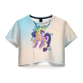 Женская футболка 3D укороченная с принтом My Little Pony , 100% полиэстер | круглая горловина, длина футболки до линии талии, рукава с отворотами | комедия | маленький | мой | музыка | мультфильм | мюзикл | пони | приключения | сказка | фэнтези