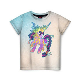 Детская футболка 3D с принтом My Little Pony , 100% гипоаллергенный полиэфир | прямой крой, круглый вырез горловины, длина до линии бедер, чуть спущенное плечо, ткань немного тянется | комедия | маленький | мой | музыка | мультфильм | мюзикл | пони | приключения | сказка | фэнтези