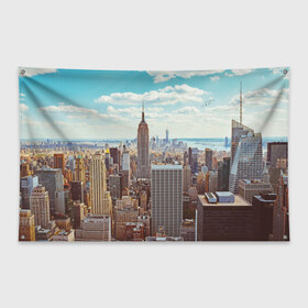 Флаг-баннер с принтом Столица мира (Нью-Йорк) , 100% полиэстер | размер 67 х 109 см, плотность ткани — 95 г/м2; по краям флага есть четыре люверса для крепления | america | new york | usa | америка | каменные джунгли | нью йорк | сша