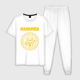 Мужская пижама хлопок с принтом Ramones , 100% хлопок | брюки и футболка прямого кроя, без карманов, на брюках мягкая резинка на поясе и по низу штанин
 | punk | punkrock | панк