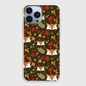 Чехол для iPhone 13 Pro Max с принтом Лисоньки в лесу ,  |  | лиса | лисичка | лисоньки | лисы | паттерн