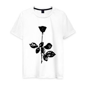 Мужская футболка хлопок с принтом Depeche Mode черная роза , 100% хлопок | прямой крой, круглый вырез горловины, длина до линии бедер, слегка спущенное плечо. | depeche mode | вестник моды | депеш мод | депешмод | дэйв гаан | мартин гор | роза | энди флетчер