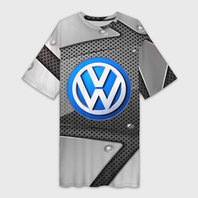 Платье-футболка 3D с принтом Volkswagen metalic 2018 ,  |  | auto | automobile | car | carbon | machine | motor | motor car | sport car | volkswagen | автомашина | бренд | легковой автомобиль | марка | спортивный автомобиль | тачка