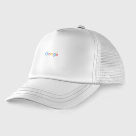 Детская кепка тракер с принтом Google , Козырек - 100% хлопок. Кепка - 100% полиэстер, Задняя часть - сетка | универсальный размер, пластиковая застёжка | Тематика изображения на принте: google